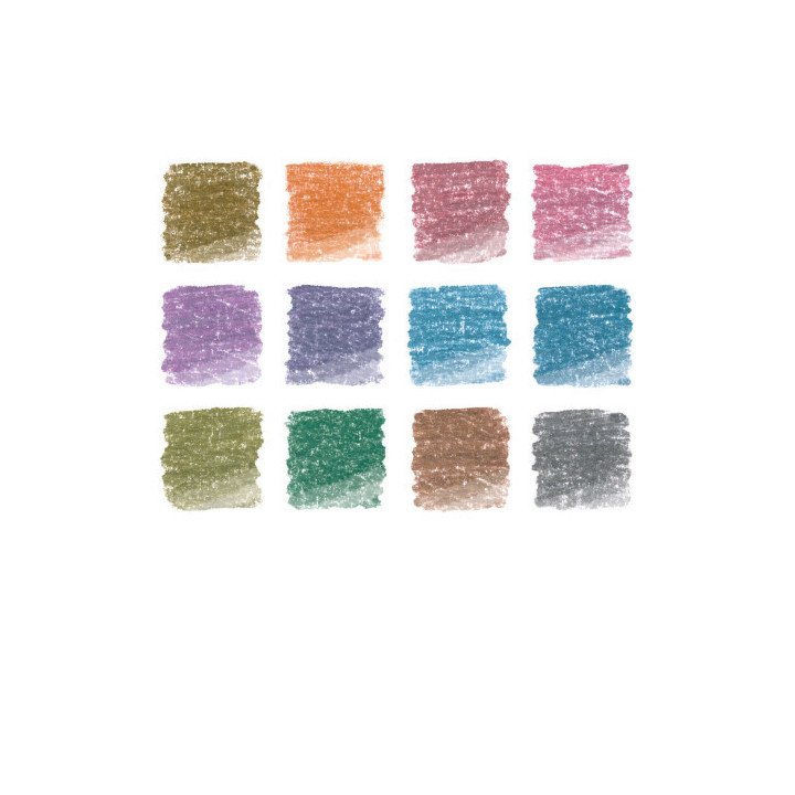 Estuche metalico con 12 lapices de colores metalicos design journey 146m m12