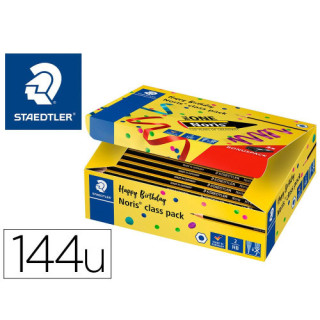Caja 144 lápices grafito big pack noris 120-2 + regalo 3 afilalápices plástico staedtler 120 c144p1