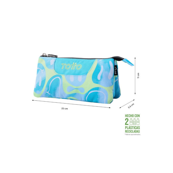 Estuche 3 compartimentos tablero happy flow totto ac52eco012-2416z-2au