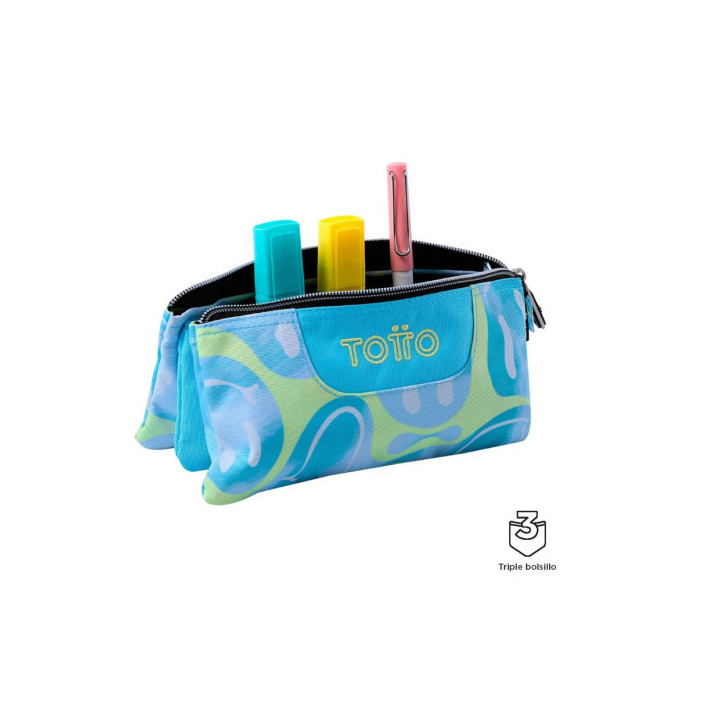 Estuche 3 compartimentos tablero happy flow totto ac52eco012-2416z-2au