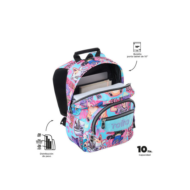 Mochila rayol happy flow (33 x 44 x 13,5) - 19,6l totto ma04eco002-2416n-2au