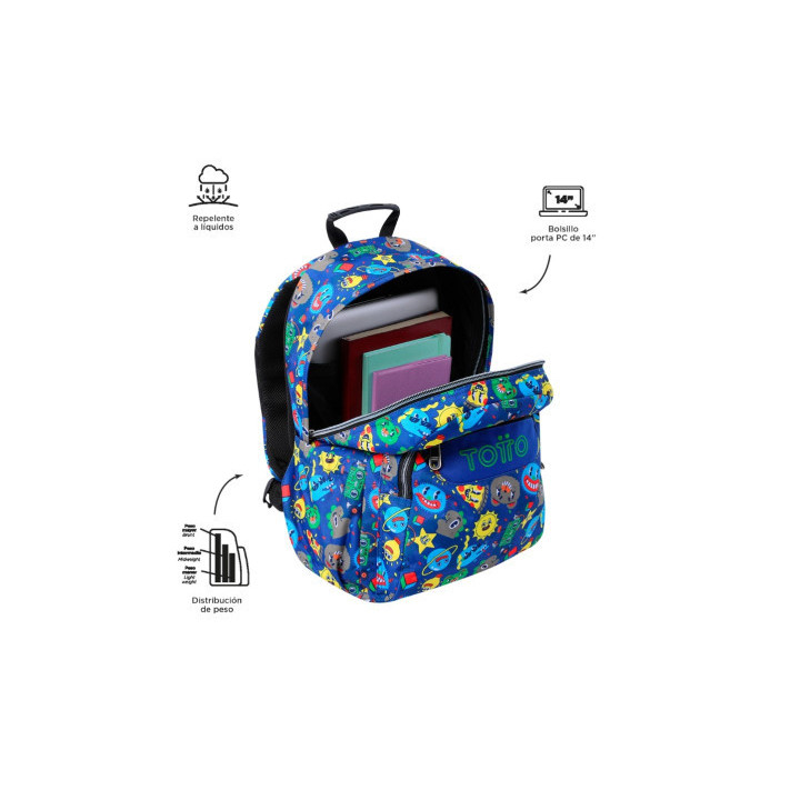 Mochila acuareles tello (33 x 44 x 14) - 20l totto ma04eco021-2416n-8jz