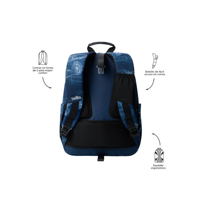Mochila acuareles blueprint (33 x 44 x 14) - 20l totto ma04eco021-2426n-0jj