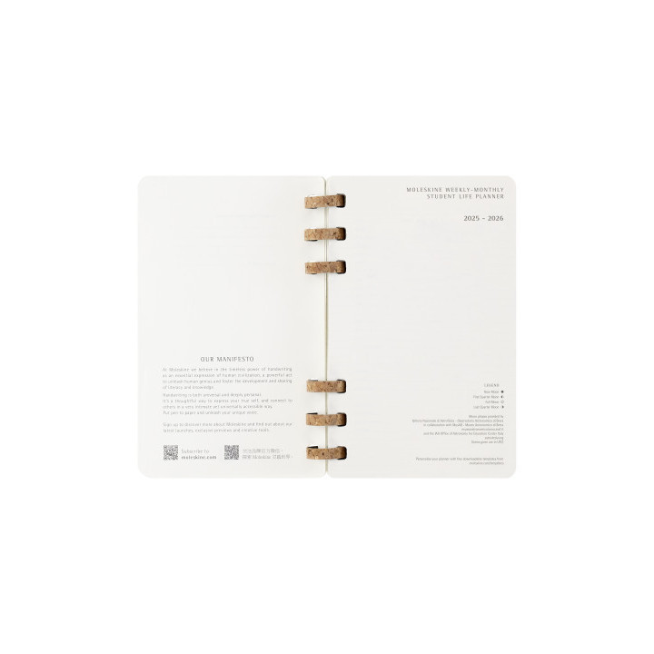 Agenda 12m 2026 espiral academica l (13 x 21 cm) negra tapa blanda moleskine dsspb12amwh3y26