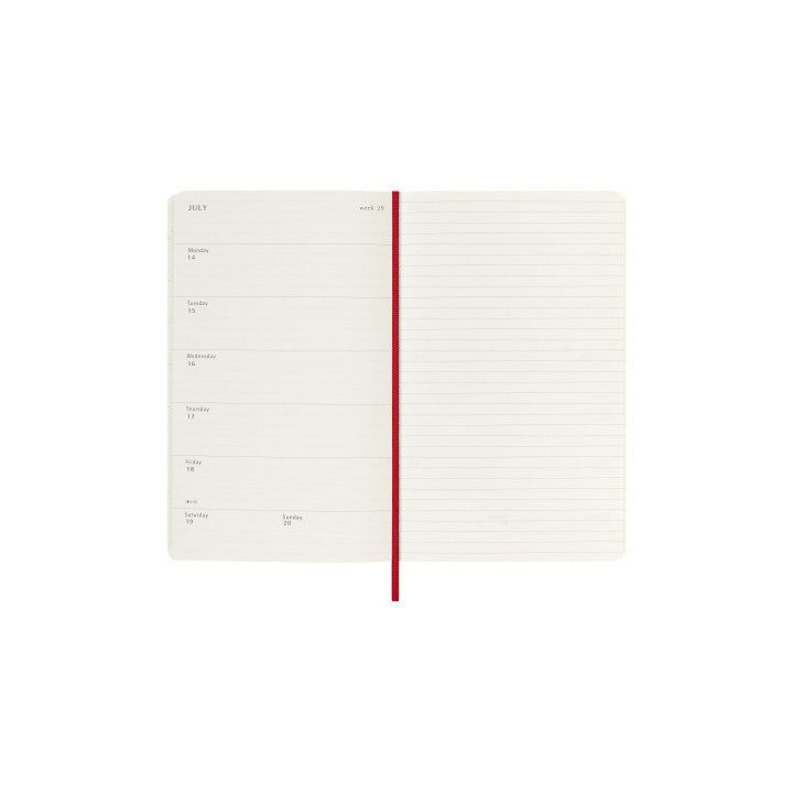 Agenda 18m 2025-2026 semanal l (13 x 21 cm) rojo tapa blanda moleskine dsf218wn3y26