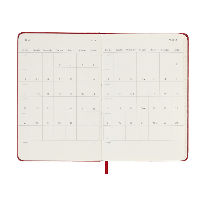 Agenda 18m 2025-2026 semanal p (9 x 14 cm) rojo tapa dura moleskine dhf218wn2y26