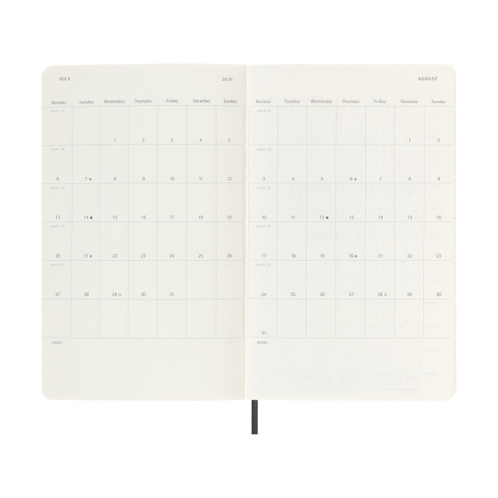 Agenda 18m 2025-2026 semanal l (13 x 21 cm) negra tapa blanda moleskine dsb18wn3y26