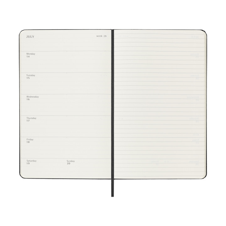Agenda 18m 2025-2026 semanal l (13 x 21 cm) negra tapa dura moleskine dhb18wn3y26