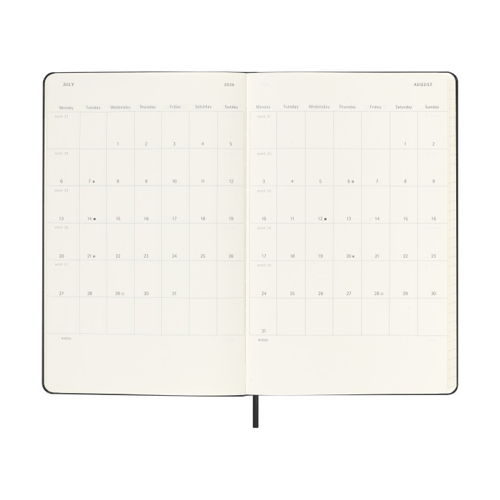 Agenda 18m 2025-2026 semanal l (13 x 21 cm) negra tapa dura moleskine dhb18wn3y26