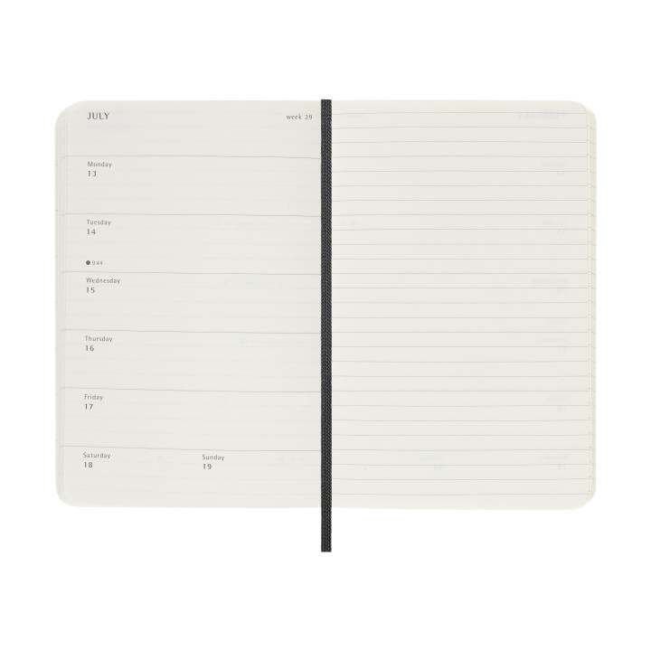 Agenda 18m 2025-2026 semanal p (9 x 14 cm) negra tapa blanda moleskine dsb18wn2y26