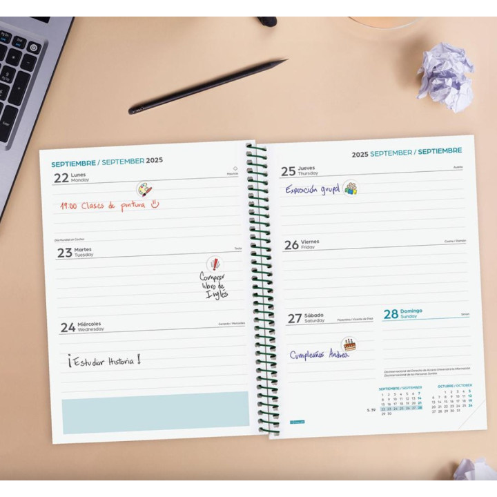 Agenda escolar 2025-2026 secundaria 4º 155x212 semana vista horizontal fiori+ finocam 634204926