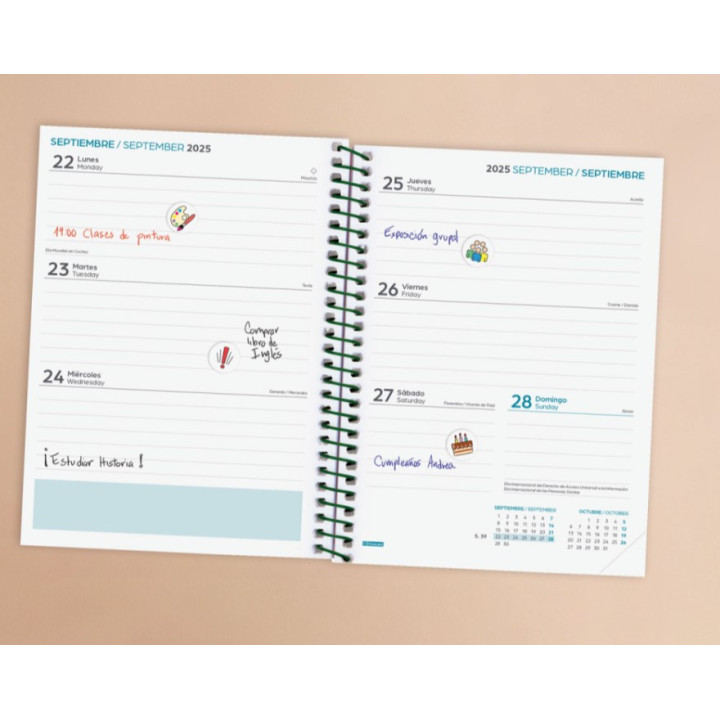 Agenda escolar 2025-2026 secundaria 8º 120x164 semana vista horizontal fiori+ finocam 634224926