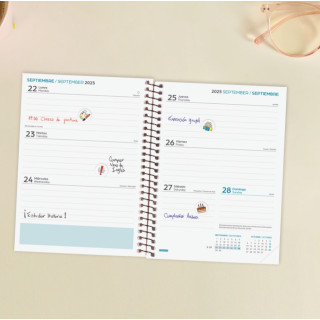 Agenda escolar 2025-2026 secundaria 8º 120x164 semana vista horizontal negro+ finocam 634224026