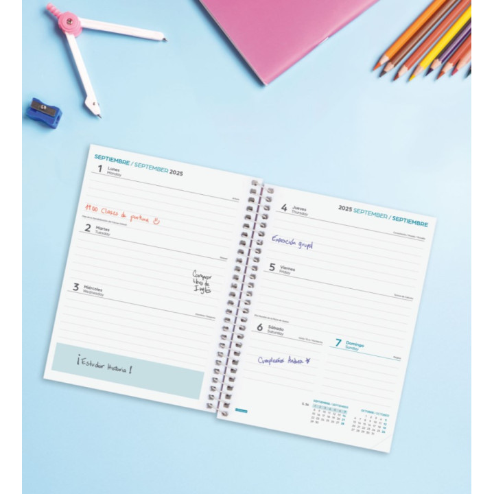 Agenda escolar 2025-2026 cool 8º 120x164 semana vista horizontal rosa+ finocam 645000426
