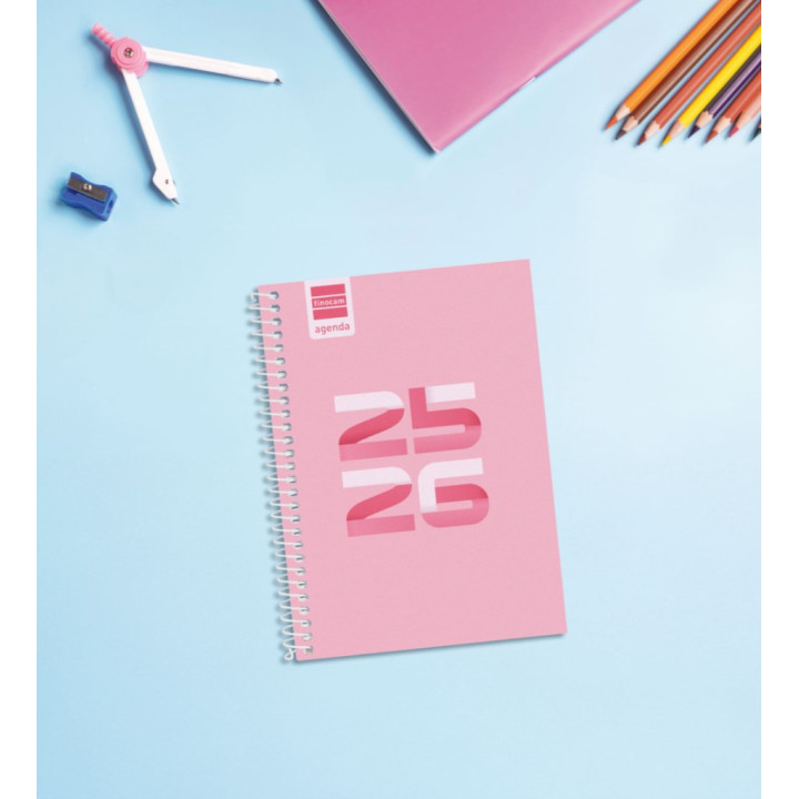 Agenda escolar 2025-2026 cool 8º 120x164 semana vista horizontal rosa+ finocam 645000426