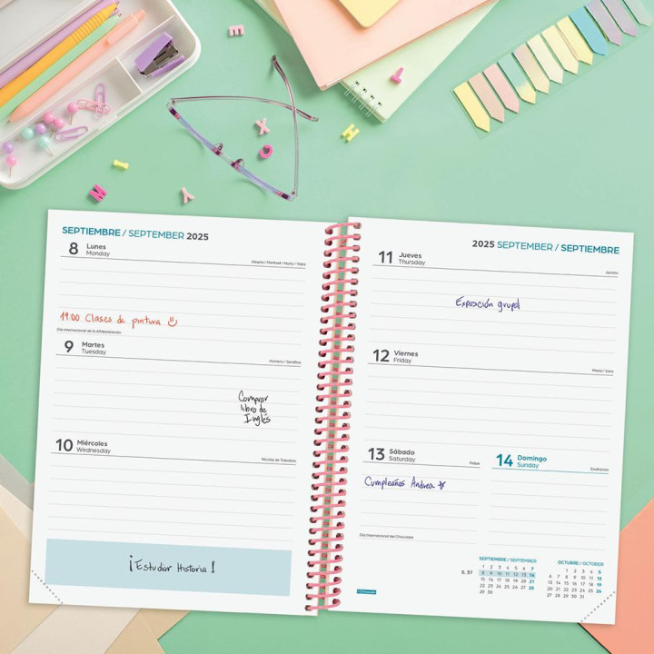 Agenda escolar 2025-2026 diva 4º 155x212 semana vista horizontal spring+ finocam 536140426