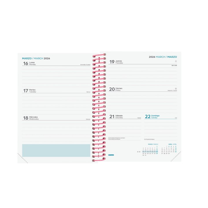 Agenda escolar 2025-2026 diva 8º 120x164 semana vista horizontal spring+ finocam 536100426