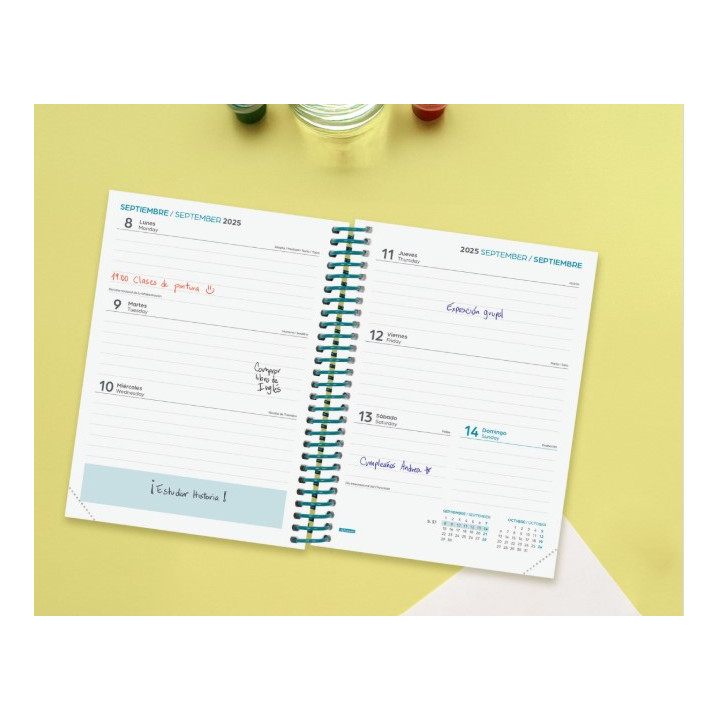 Agenda escolar 2025-2026 diva 8º 120x164 semana vista horizontal colors+ finocam 536100526