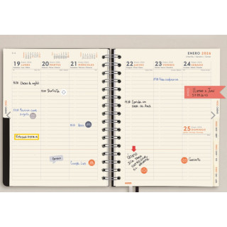 Agenda 16 meses septiembre 2025-diciembre 2026 tempus 4º 155x212 semana vista vertical negro+ finocam 626600126