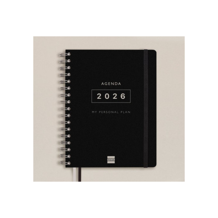 Agenda 16 meses septiembre 2025-diciembre 2026 tempus 4º 155x212 semana vista vertical negro+ finocam 626600126