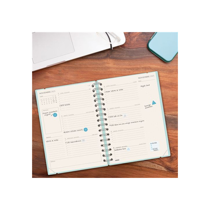 Agenda 16 meses septiembre 2025-diciembre 2026 haiku e10-155x212 semana vista horizontal azul+ finocam 627400426