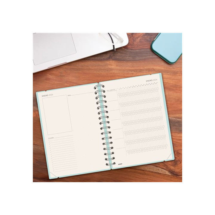 Agenda 16 meses septiembre 2025-diciembre 2026 haiku e10-155x212 semana vista horizontal azul+ finocam 627400426