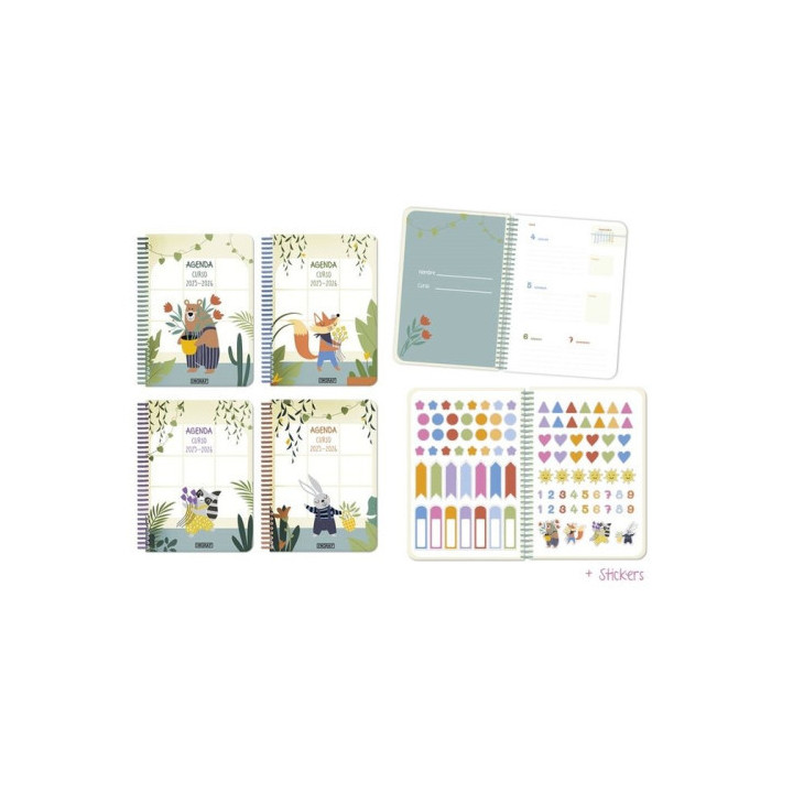 Agenda escolar 2025-2026 animals 4 semana vista tapa carton ingraf 333351