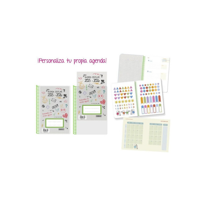 Agenda escolar 2025-2026 personalizable 4º semana vista tapa polipropileno ingraf 333353