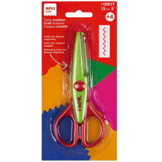 Apli Kids Zigzag Tijera de Acero Inoxidable 13cm - Realiza el Corte en Forma de Zigzag - Punta Redondeada - Uso Ambidiestro - C