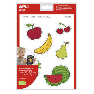 Apli Gomets Tematicos las Frutas xL - 22 Gomets en 2 Hojas A4 - Desarrollados con Educadores - Adhesivo Removible - Seguros y E