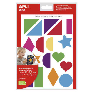 Apli Gomets Tematicos Formas Geometricas xL - 2 Hojas A4 (64 Gomets) - Desarrollados con Educadores - Adhesivo Removible - Tama