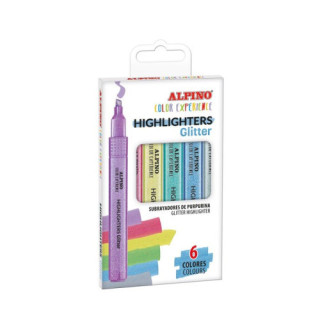 Estuche 6 subrayadores glitter color experience alpino su000006