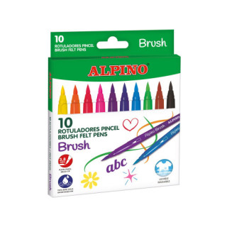 Estuche 10 rotuladores alpino punta pincel alpino ar001095
