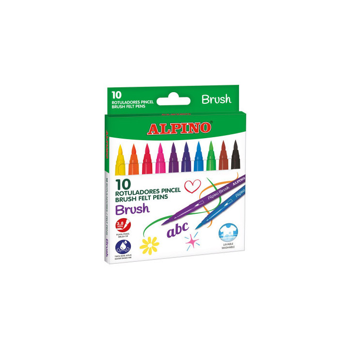 Estuche 10 rotuladores alpino punta pincel alpino ar001095