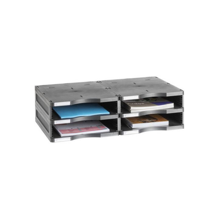 Módulo sostenible de clasificación 4 compartimentos 360x600x165 mm. color negro archivo 2000 6522 ne