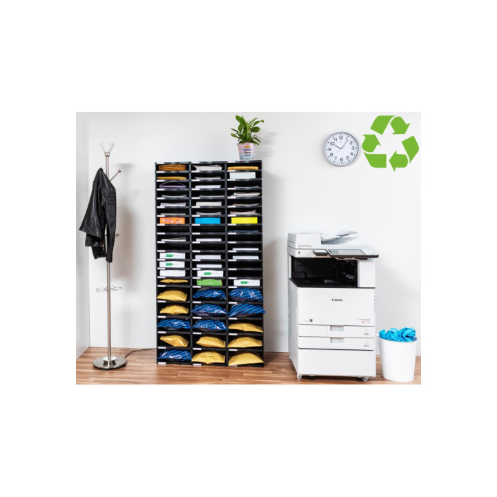 Módulo sostenible de clasificación 4 compartimentos 360x600x165 mm. color negro archivo 2000 6522 ne