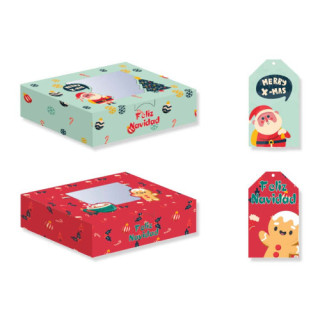 Caja plegable decorada con ventana navidad bismark 330874