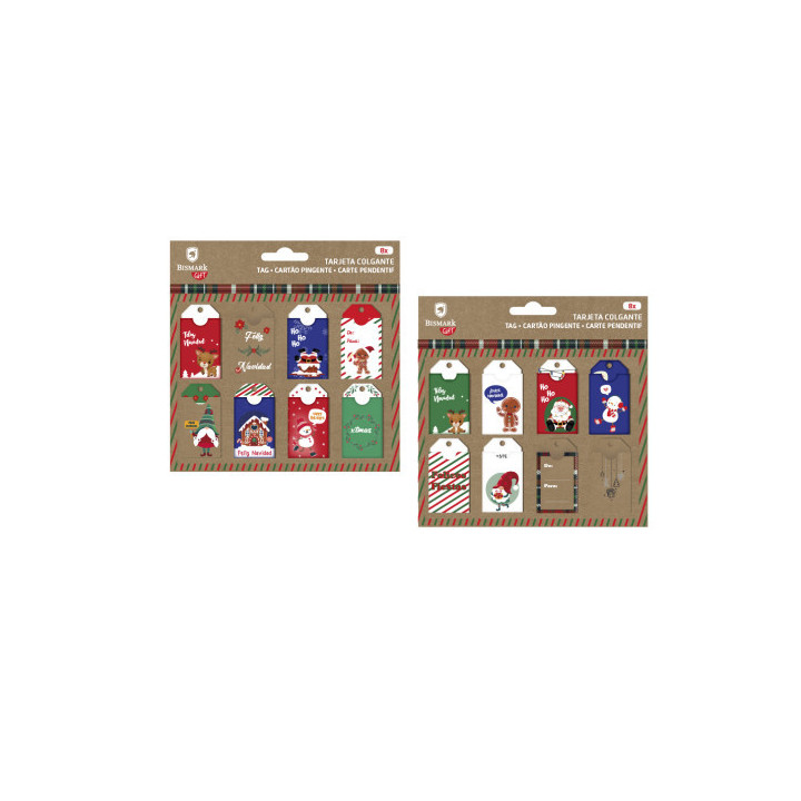 Set 8 tarjetas colgantes navidad bismark 332872