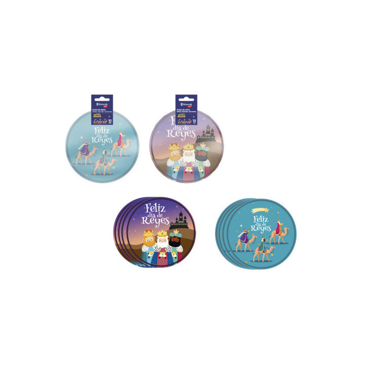 Pack 10 uds platos reyes magos 23 cm bismark 332883