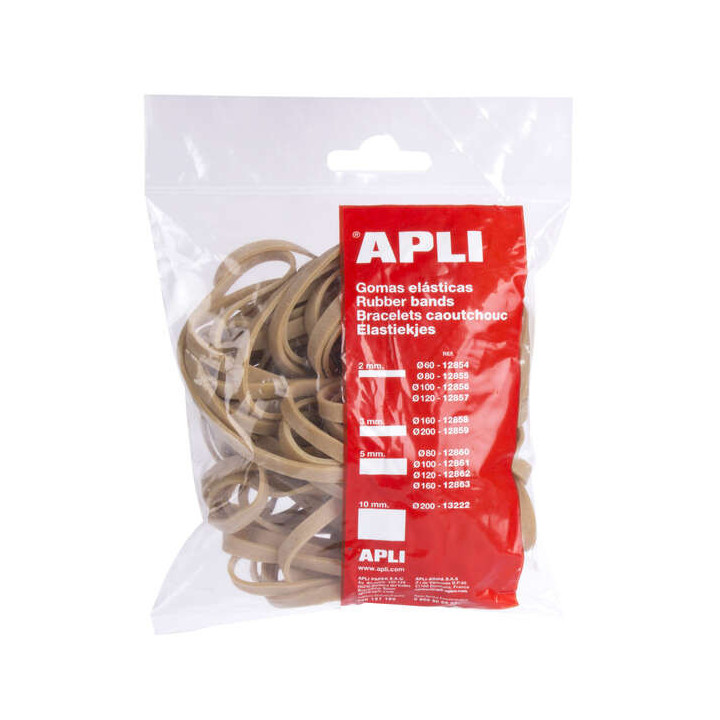 Apli Gomas Elasticas de Caucho Natural - Ø 160 x 5mm - Gran Elasticidad y Resistencia - Contenido 100 G