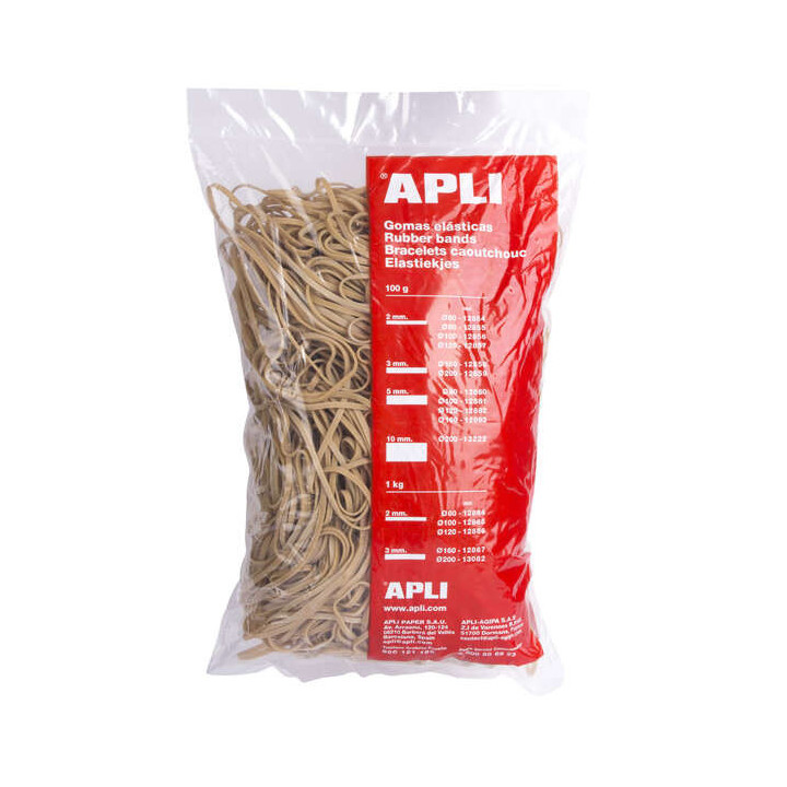 Apli Gomas Elasticas de Caucho Natural - Ø 160 x 3mm - Gran Elasticidad y Resistencia - 1kg de Contenido