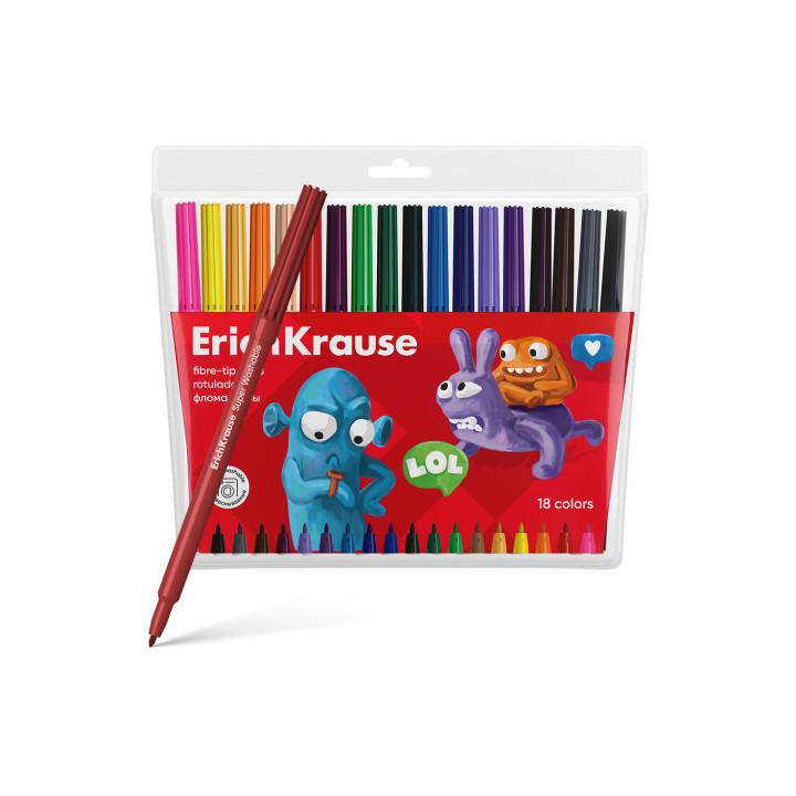 Bolsa rotuladores jolly friends super lavables 18 colores eruch krause 61832