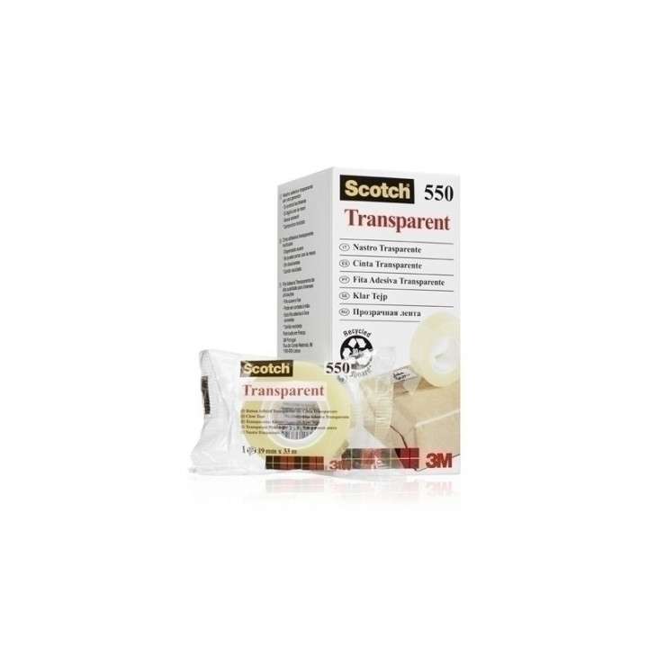 Caja 8 rollos cinta adhesiva 550 transparente 19mm x 33m 550-1933e scotch 7100029278