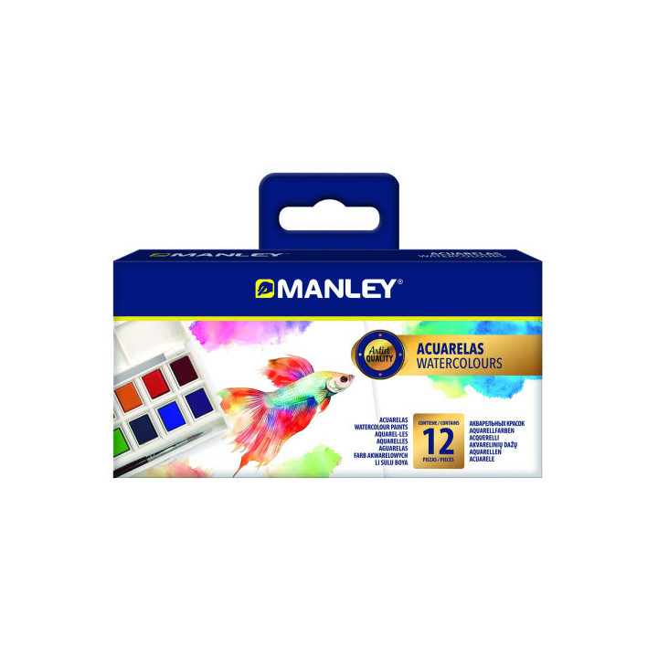 Estuche acuarela 12 colores manley maq00012