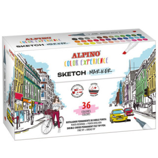 Estuche 36 sketch markers color experience alpino ar001066