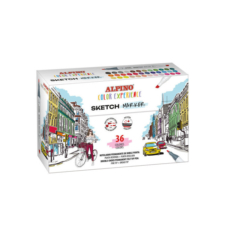 Estuche 36 sketch markers color experience alpino ar001066