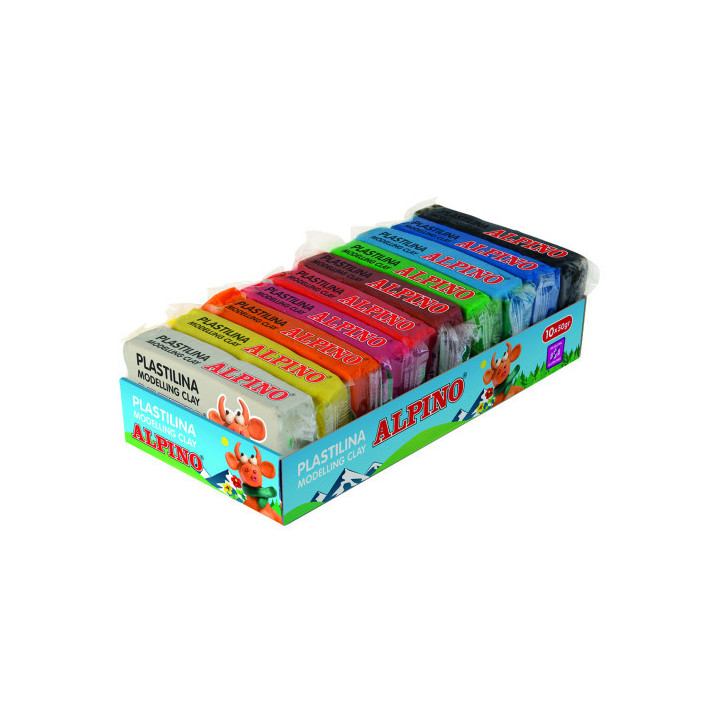 Bandeja plastilina 10 pastillas 50 grs alpino dp000202