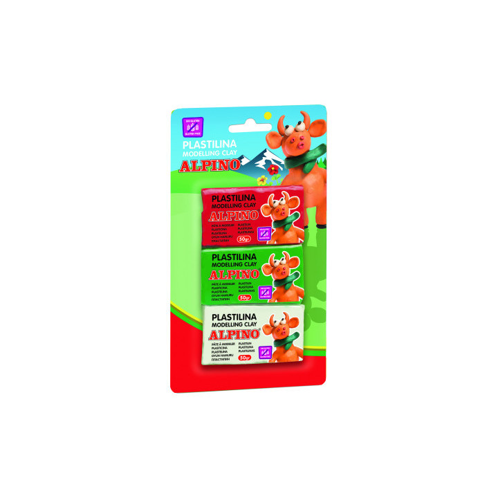 Blister 3 unidades plastilina  de 50 grs. alpino dp000116
