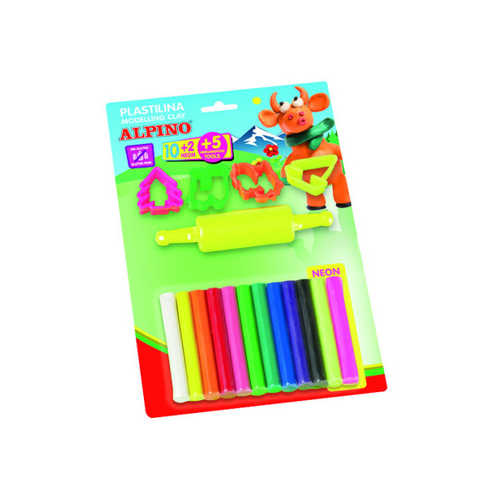 Blister 10+2 rollitos plastilina 17 grs. alpino dp000052