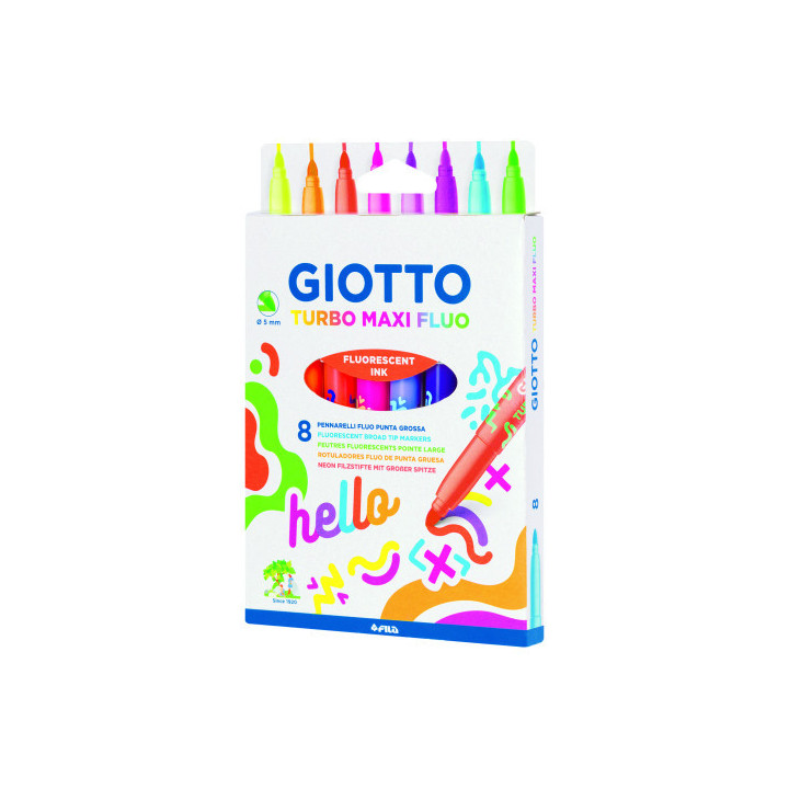 Estuche con asa 8 rotuladores turbo maxi fluor giotto f453800